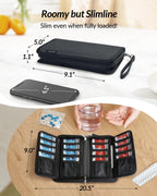 ZIKEE Slim Folding Pill Organizer Bag with 20 Writable BPA-Free Pill Pouches, Travel 22 Slot Pill Box Bag with a Zipper Design f