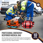 PrimaCare KB-RO74-R First Responder Bag for Trauma, 17 x 9 x 7, Red