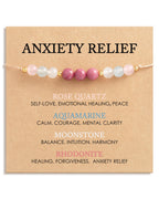 HGDEER Anxiety Relief Items Crystals Beaded Bracelets for Women, Stress Healing Moonstone Rose Quartz Stone Mental Health Gifts 
