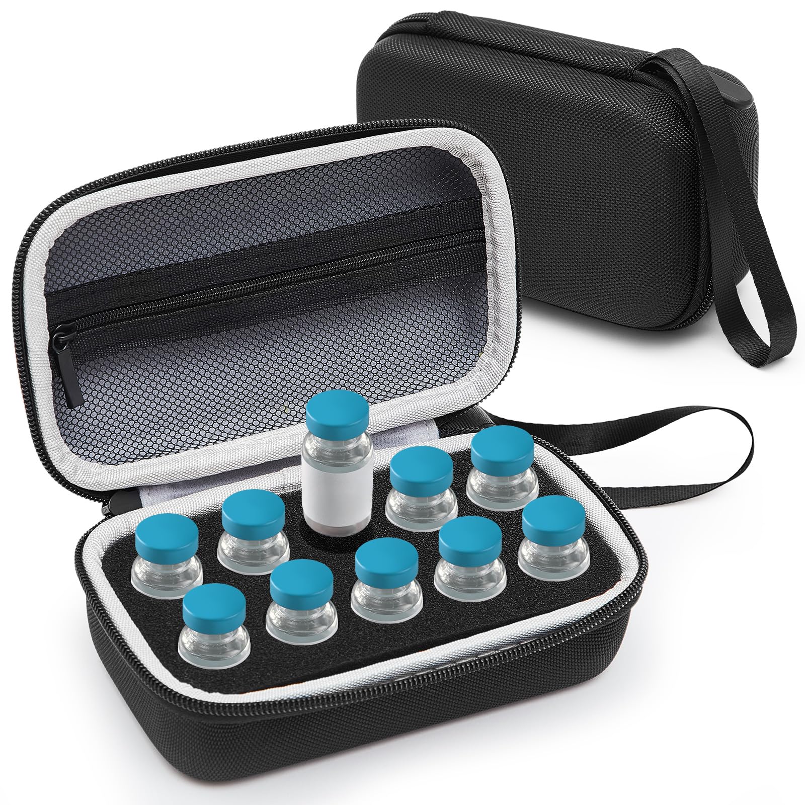 Teenyyou 10 Slots Insulin Peptide Fridge Carrying Case Vial Holder Storage Protector Bag, Fits Standard 10ml Vials, Insulin Cool