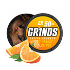 Grinds Coffee Pouches | Tobacco Free, Nicotine Free Healthy Alternative | 6 Cans of Orange Citrus | 18 Pouches Per Can | 1 Pouch