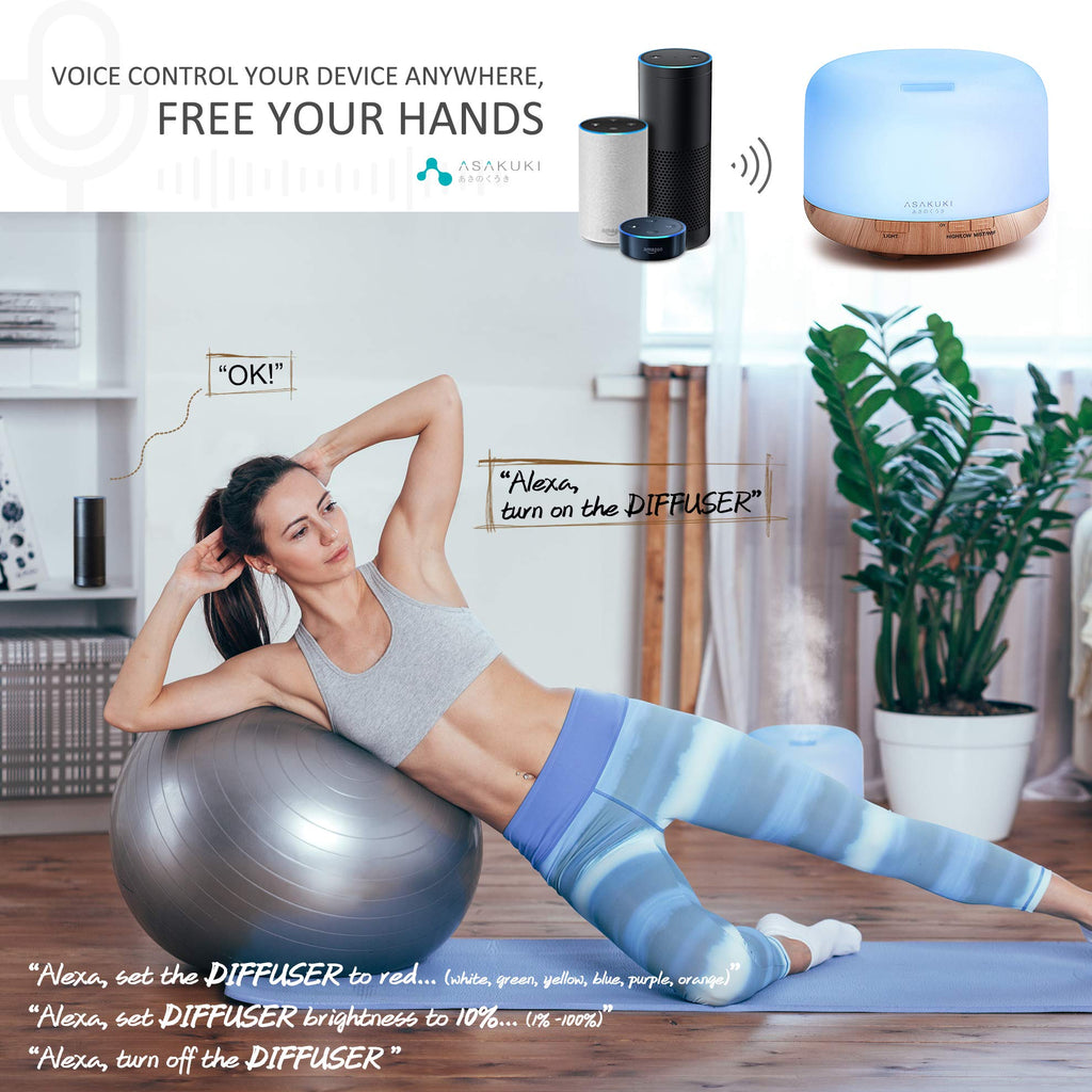 ASAKUKI Smart Wi-Fi Essential Oil Diffuser, App and Voice Control Compatible with Alexa, 500ml Aromatherapy Humidifier for Relax