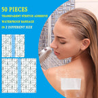 50 Pieces Shower Waterproof Patch Transparent Stretch Adhesive Bandage Waterproof Clear Adhesive Bandages Tattoo Protective Tran