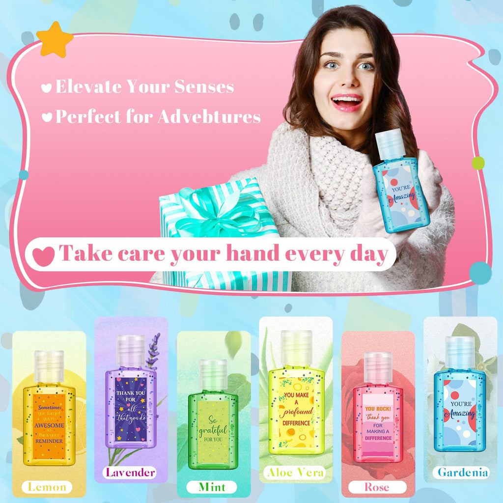 12 Pcs Thank You Mini Hand Sanitizer Bulk Scented Hand Sanitizer Travel Size 1 oz Employee Appreciation Gift for Staff Team Chri