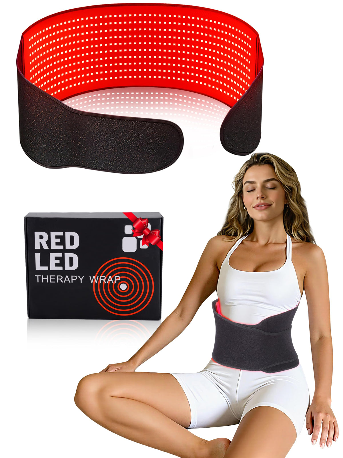 Red Light Therapy Belt, 600 HighDensity LEDs Infrared Wrap with 5 Intensity Levels, 6 Timer Settings, Handheld Controller, Idea