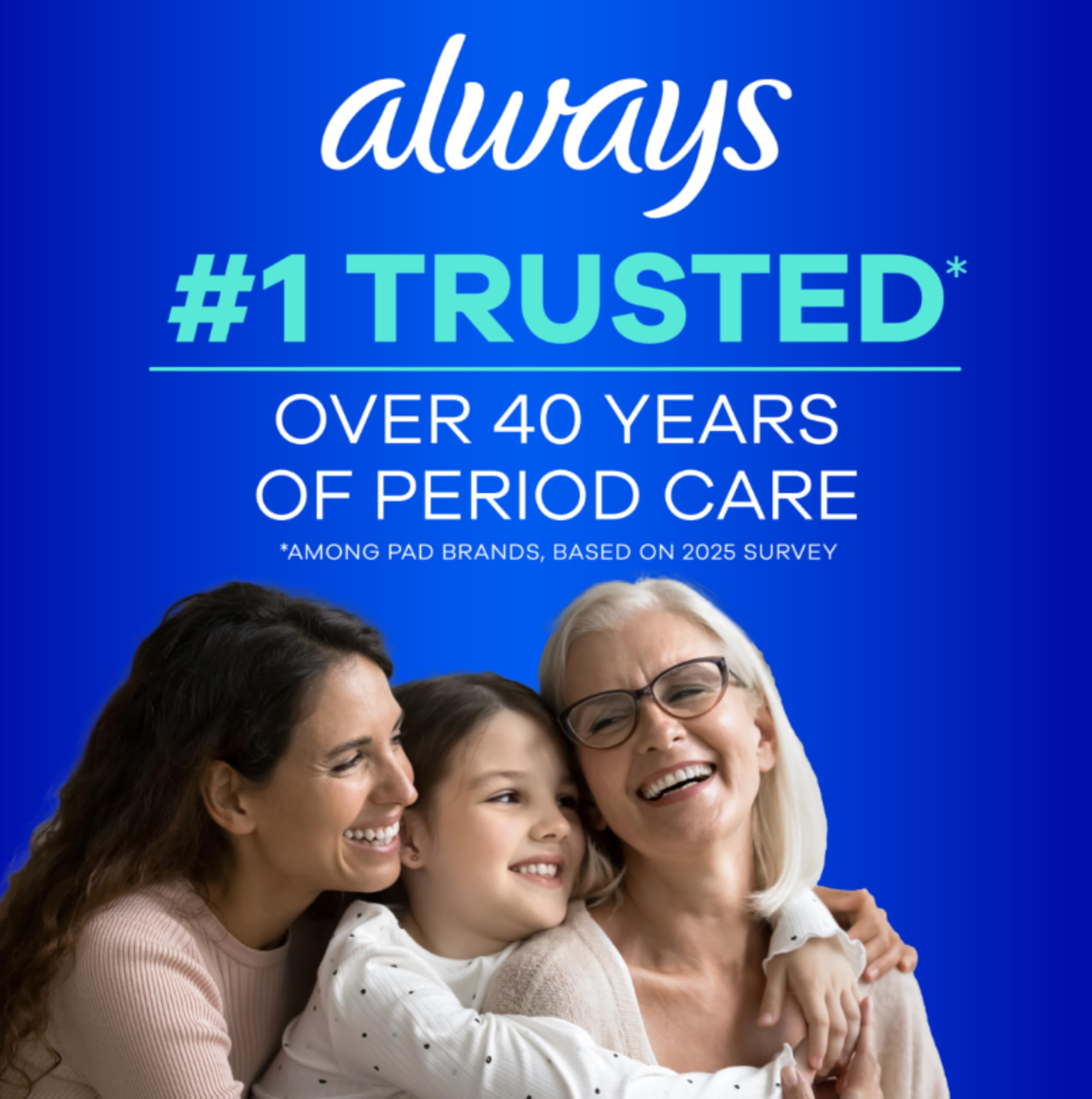 Always Ultra Thin Feminine Pads with Wings for Women, Size 3, Extra Long Super Absorbency, Unscented, Up to 100% Leak-Free Prote