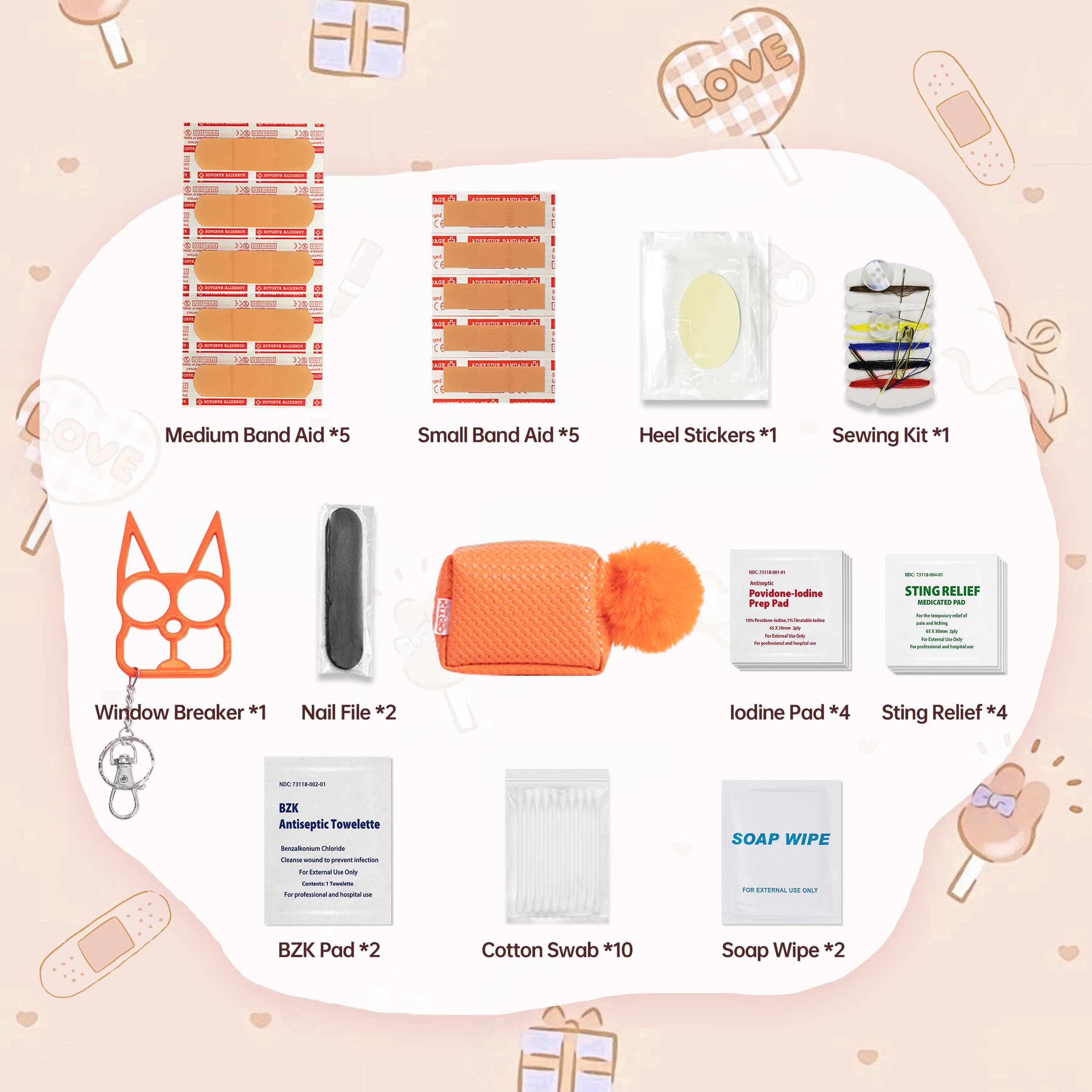 Kitgo Mini First Aid Emergency Kit for Women-Mother Day Gift, Compact Coin Purses for Girl Lady Mother Wife Nurse, Purse Emergen