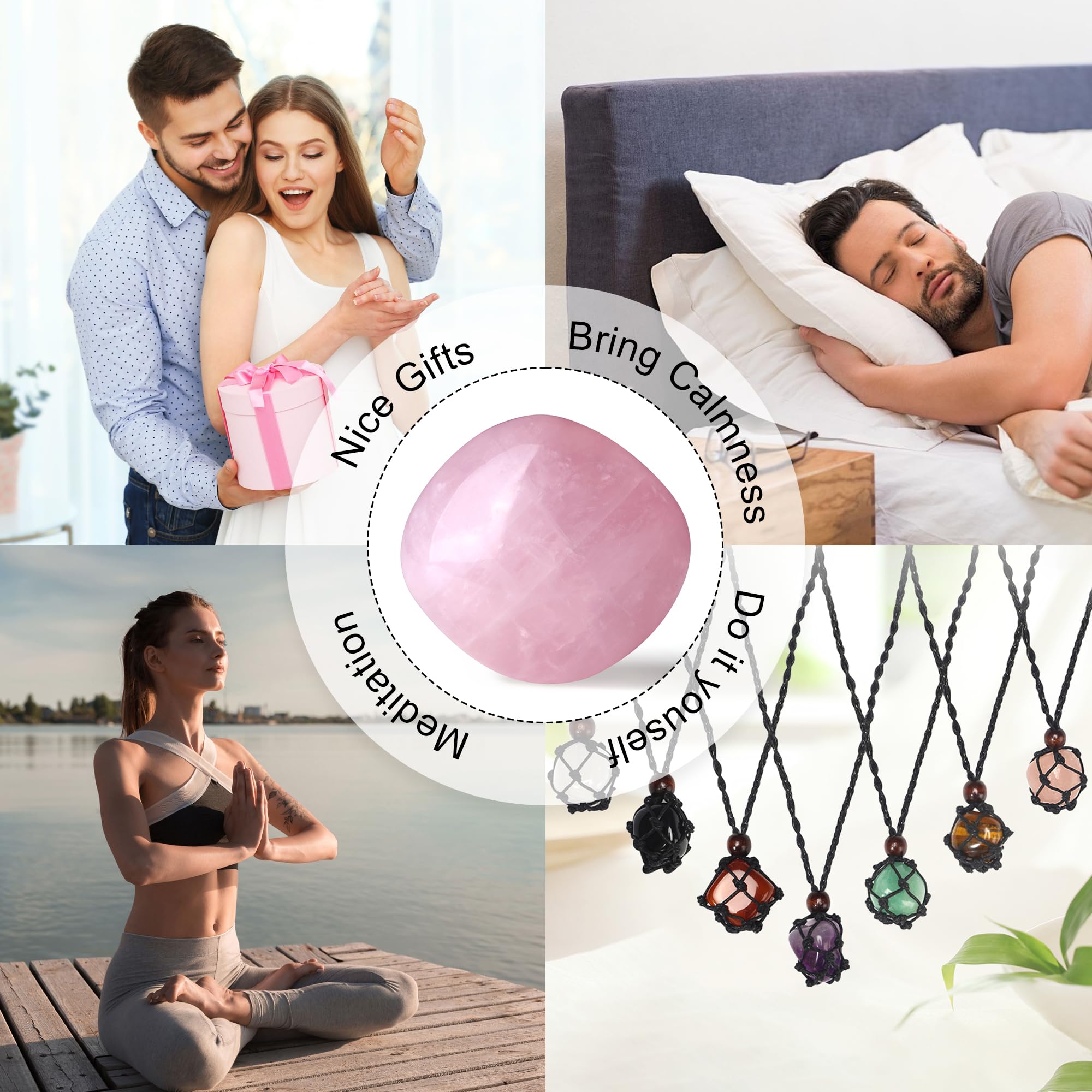 YATOJUZI 1.6''-2'' Rose Quartz Natural Crystals and Healing Stones Worry Stones Polished Rocks Pink Gemstones Palm Stone for Med