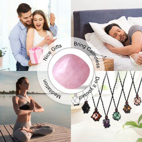 YATOJUZI 1.6''-2'' Rose Quartz Natural Crystals and Healing Stones Worry Stones Polished Rocks Pink Gemstones Palm Stone for Med