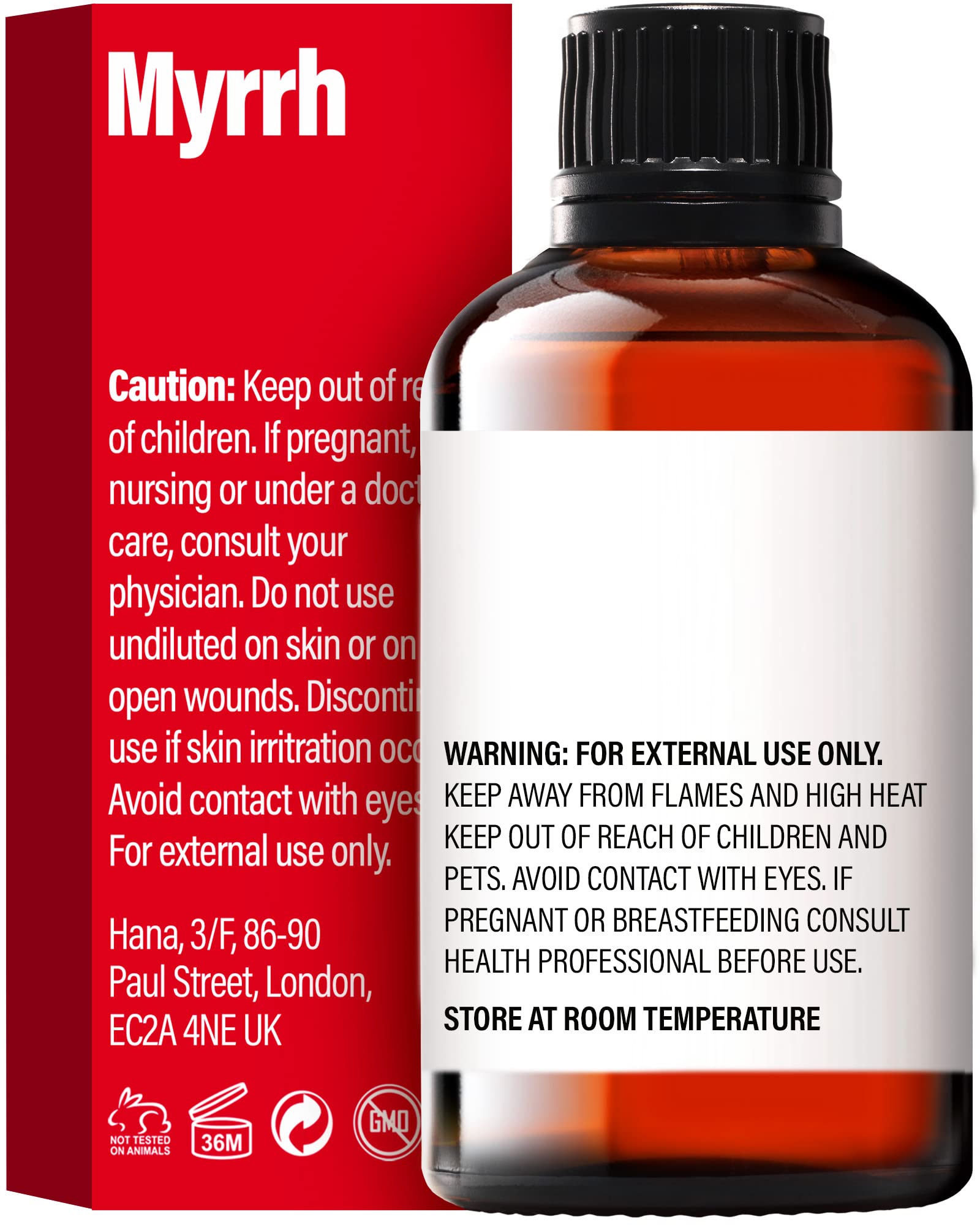 Hana Myrrh Essential Oil - 100% Pure and Natural Myrrh Oil for Diffuser, Skin, Hair, Candle Making, and Massage - with Earthy,