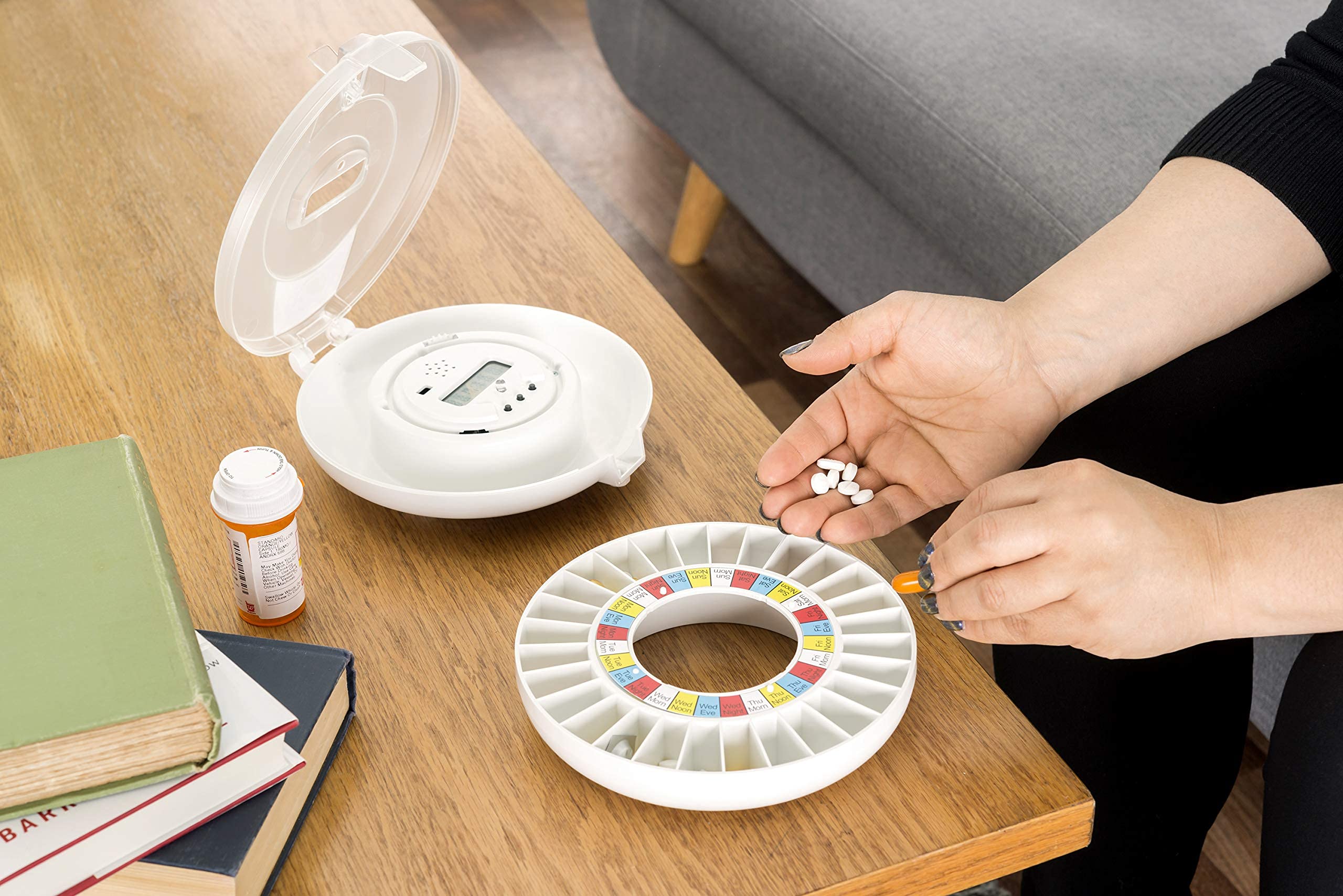 e-Pill MedTime Station Pro - Advanced Locked Automatic Pill Dispenser - Clear Lid