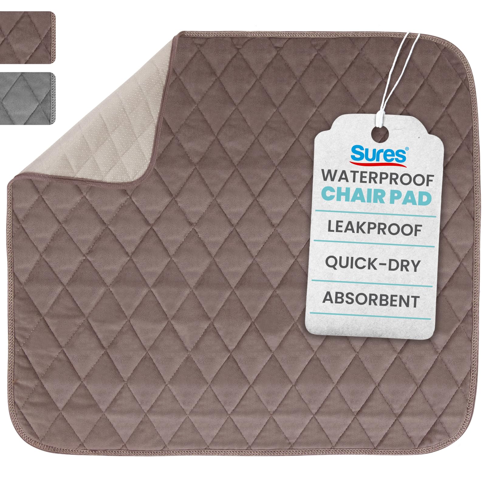 Sures Waterproof Chair Pads for Incontinence (22 x 21) - Washable, Waterproof Seat Protector - Chair Protector Seat Cover - Abso