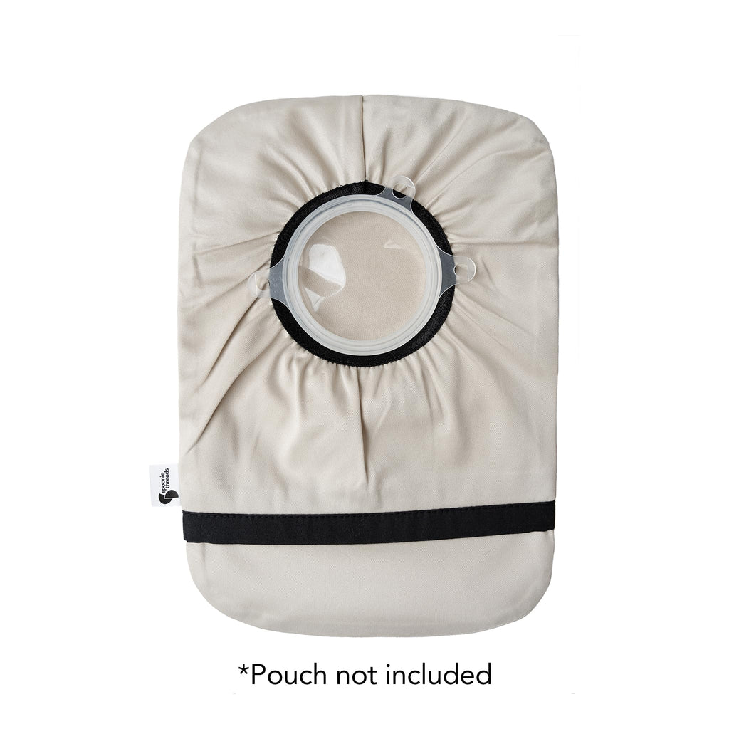 Spoonie Threads Beige Elastic Ostomy Bag Cover | Fashionable & Adjustable Colostomy Stoma Ileostomy Pouches | Beige, 6x11 (Small