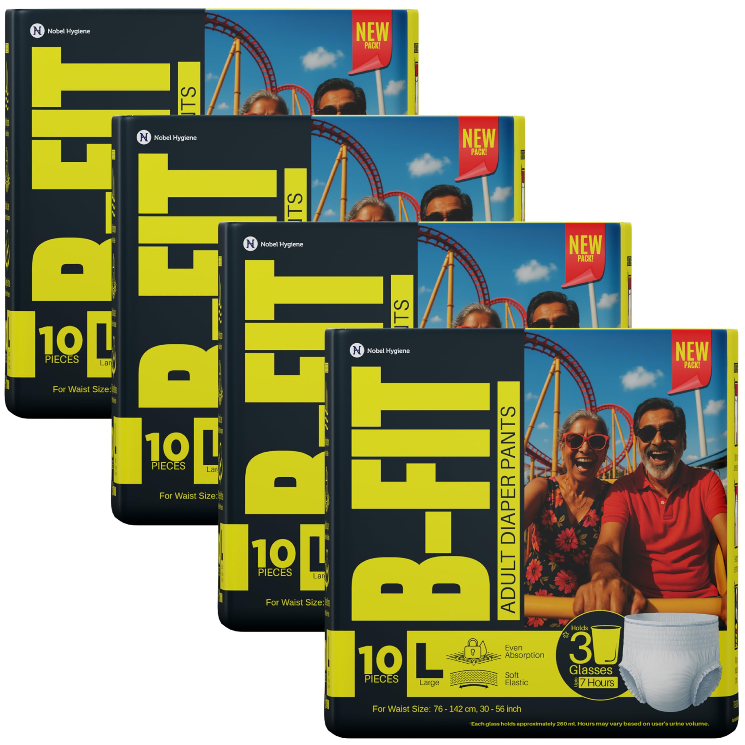 BFit Regular Adult Diaper L Size Pants | 40 Count (Large) | Waist 3056 Inch | Unisex | Leakproof | Even Absorption | Long Prot