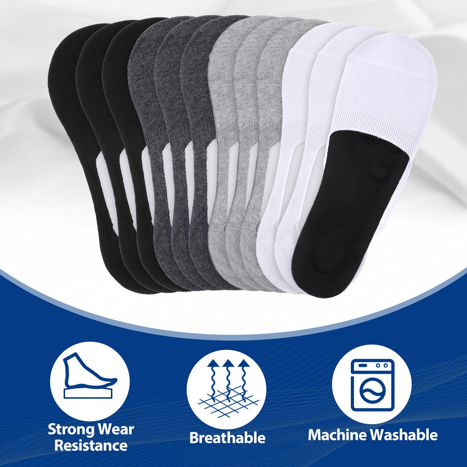 Twistover 12 Pairs Sockless Insole Covers No Show Sockless Shoe Liners Covers Odor Anti Slip Breathable Insoles Shoe Inserts for