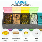Extra Large Pill Organizer- XXL Pill Box 7 Day - Weekly Pill Organizer with AM PM Large Compartments Big Pill Case for Supplemen