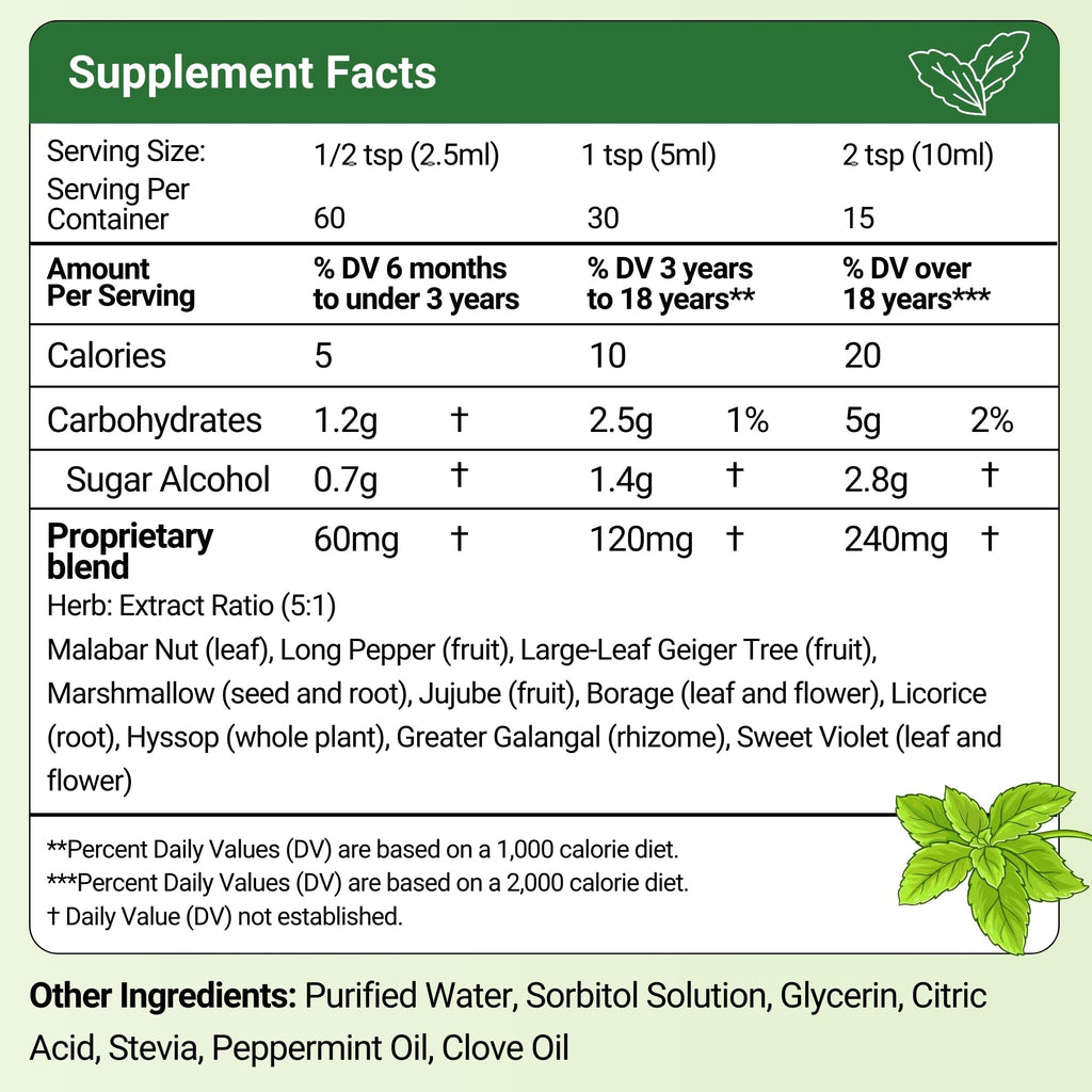 HERBION Naturals Sugar-Free Cough Syrup with Stevia, 5 FL Oz - Helps Relieve Cough and Soothes Sore Throat, Naturally Optimizes