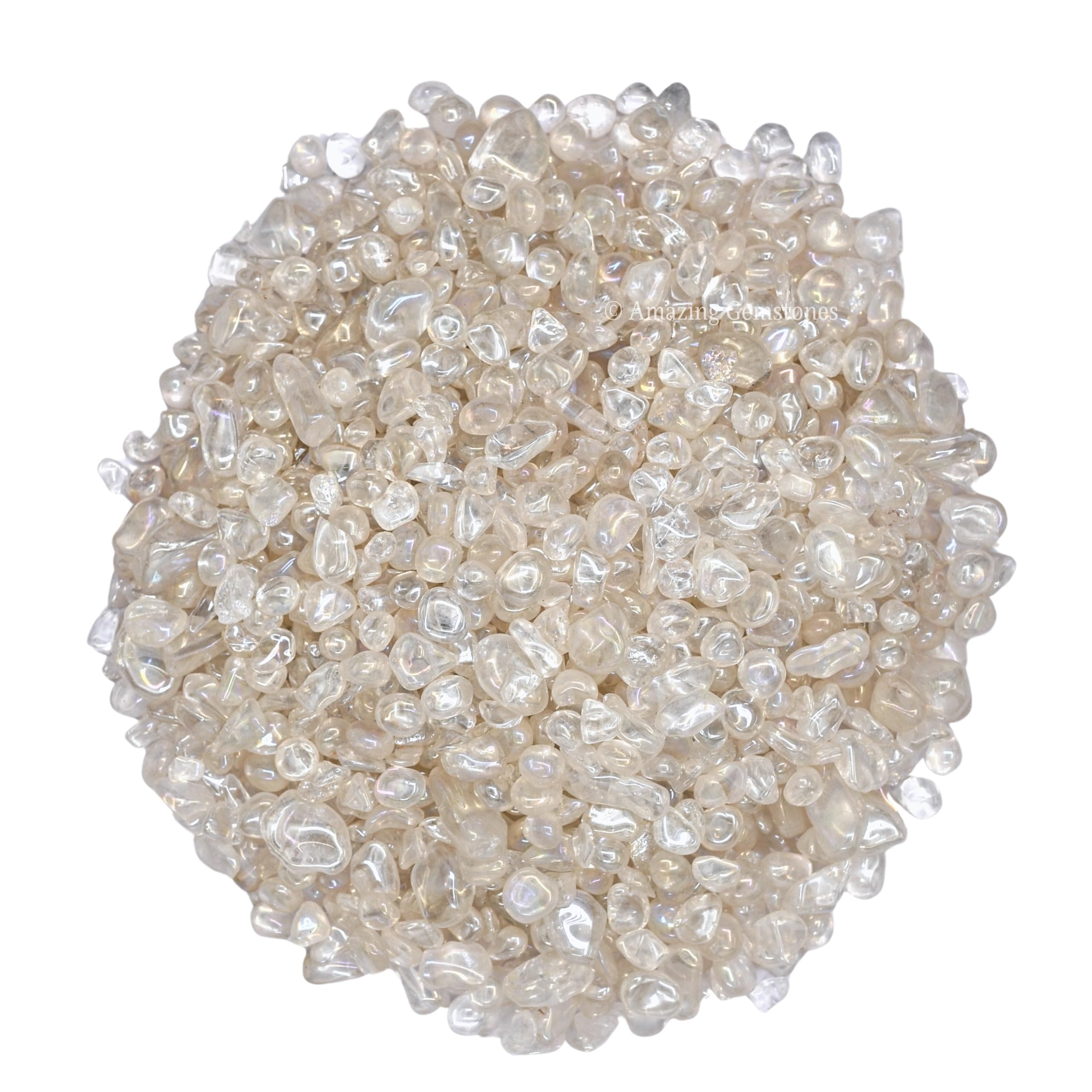 Angel Aura Quartz Crystal Chips Aquarium Gravel Rocks - Aura Quartz Chips Bulk Fish Tank Gravel, Small Tumbled Stone Chips and T