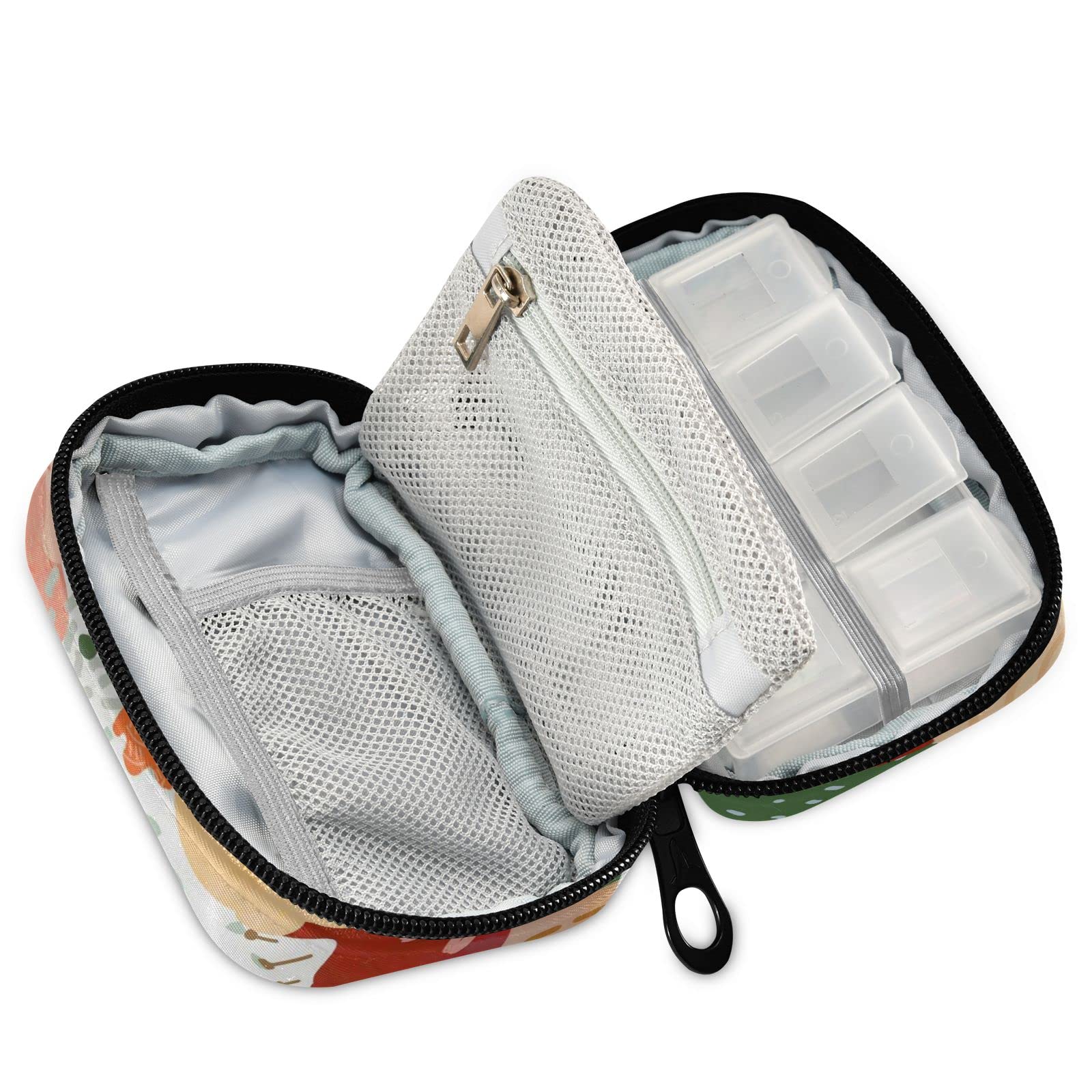 Custom Pill Box 7 Day Pill Case Bag Cactus Flowers Personalized Name Travel Pill Organizer Bag with Zipper Portable Weekly Case