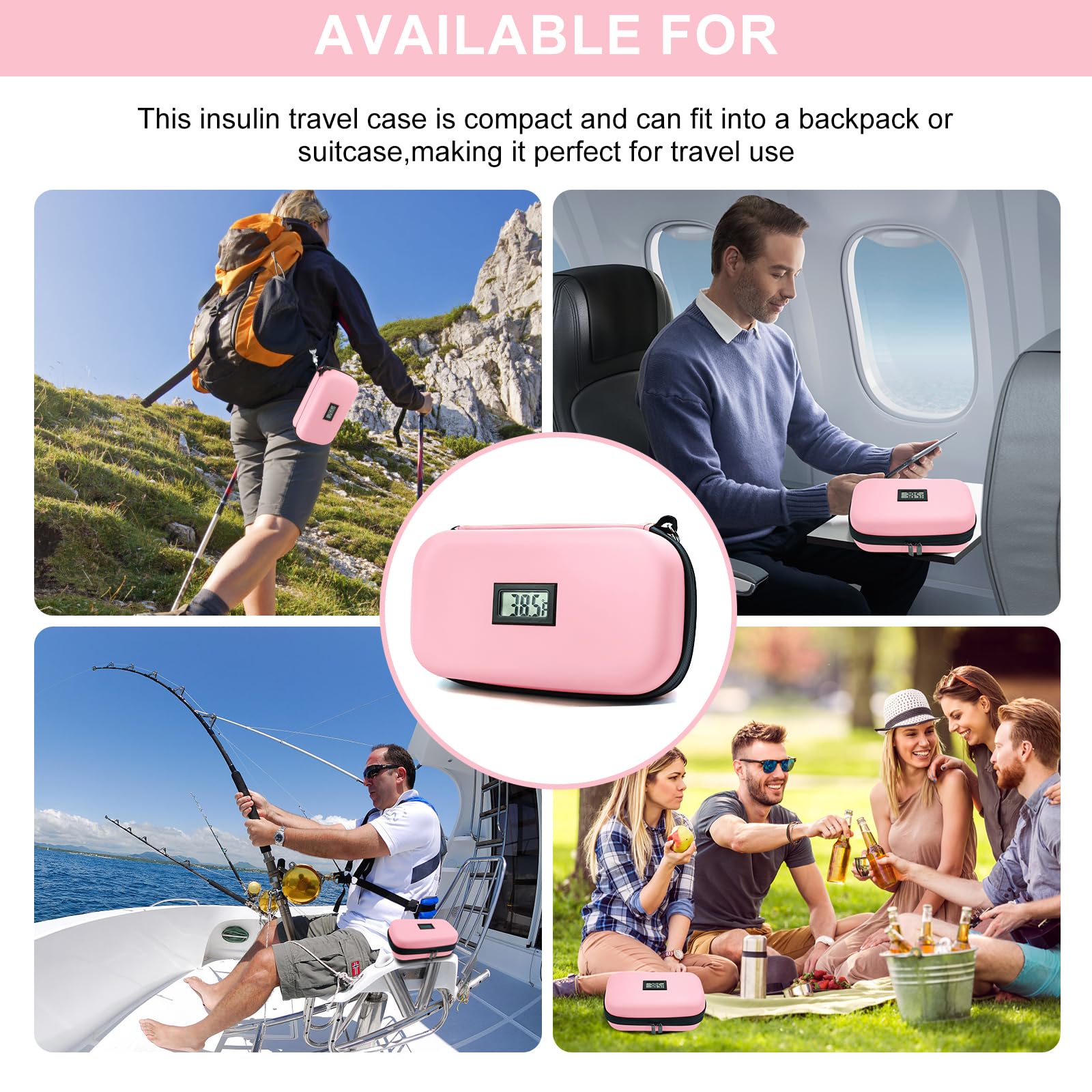 Gosemai TSA Approved Insulin Cooler Travel Case, Medication Cooler for Travel with Thermometer Temperature Display Diabetic Medi