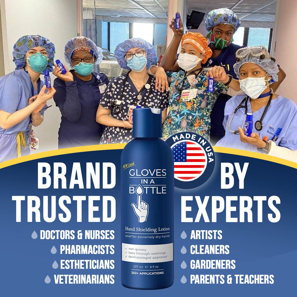 Gloves In A Bottle Psoriasis Eczema Relief Cream - Shielding Lotion for Women, Men, Baby - Cracked Hands Repair Cream - Dermatit