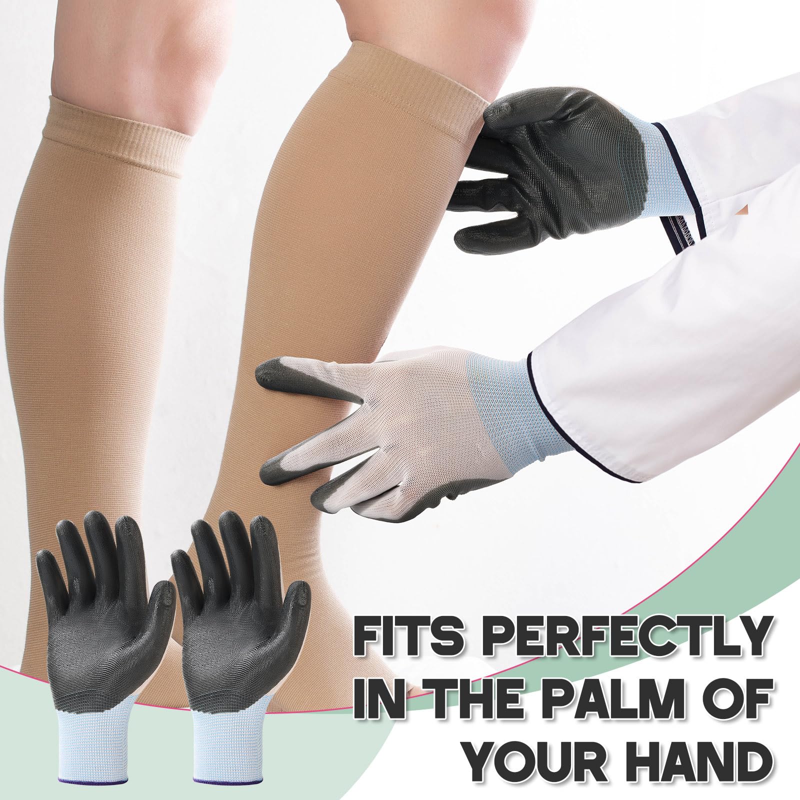 Sureio 3 Pairs Donning Gloves for Compression Stockings Gloves for Donning Gripping Compression Wear(Black)