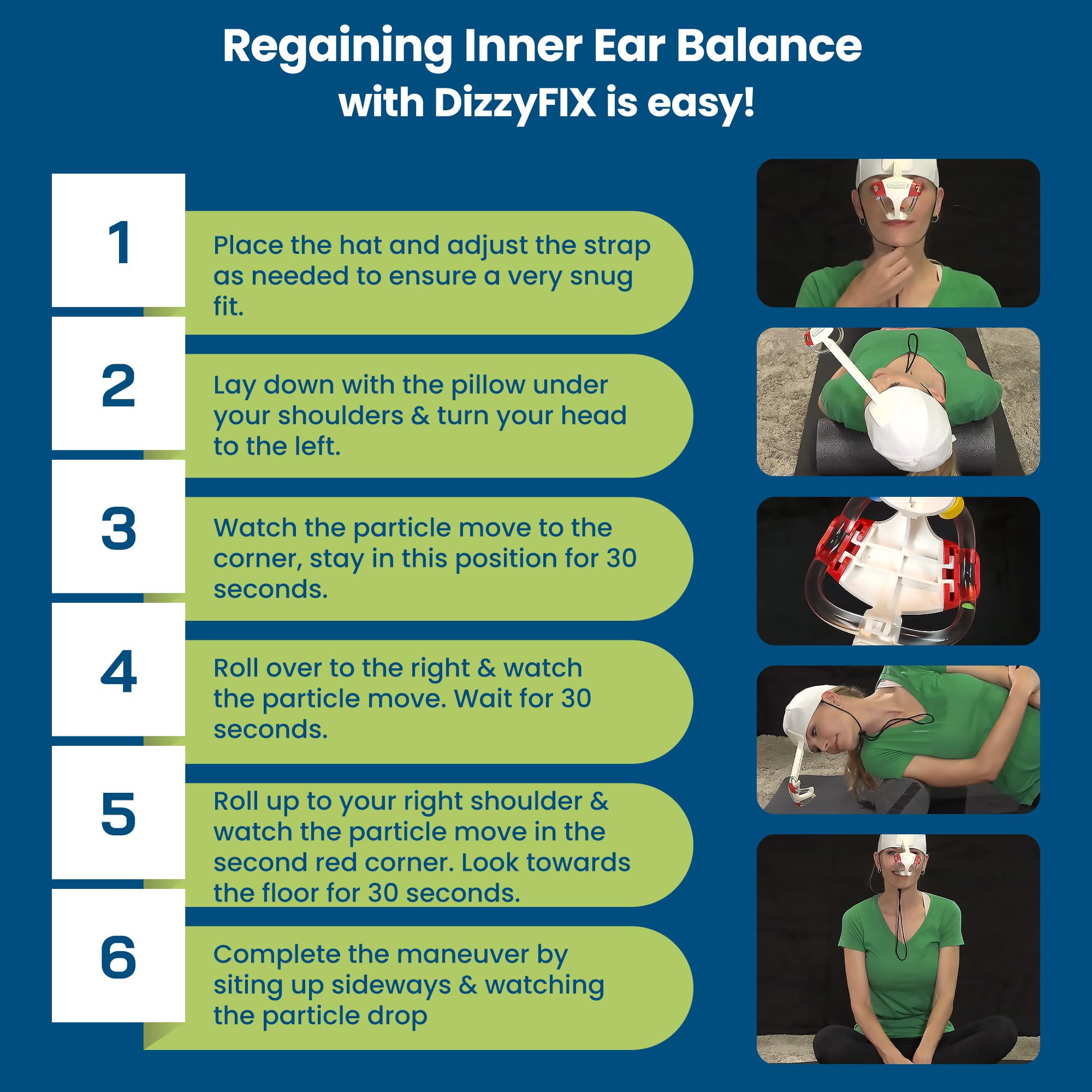 DizzyFIX Vertigo Relief Trainer for Benign Paroxysmal Positional Vertigo or BPPV, Inner Ear Balance Device for Particle Repositi