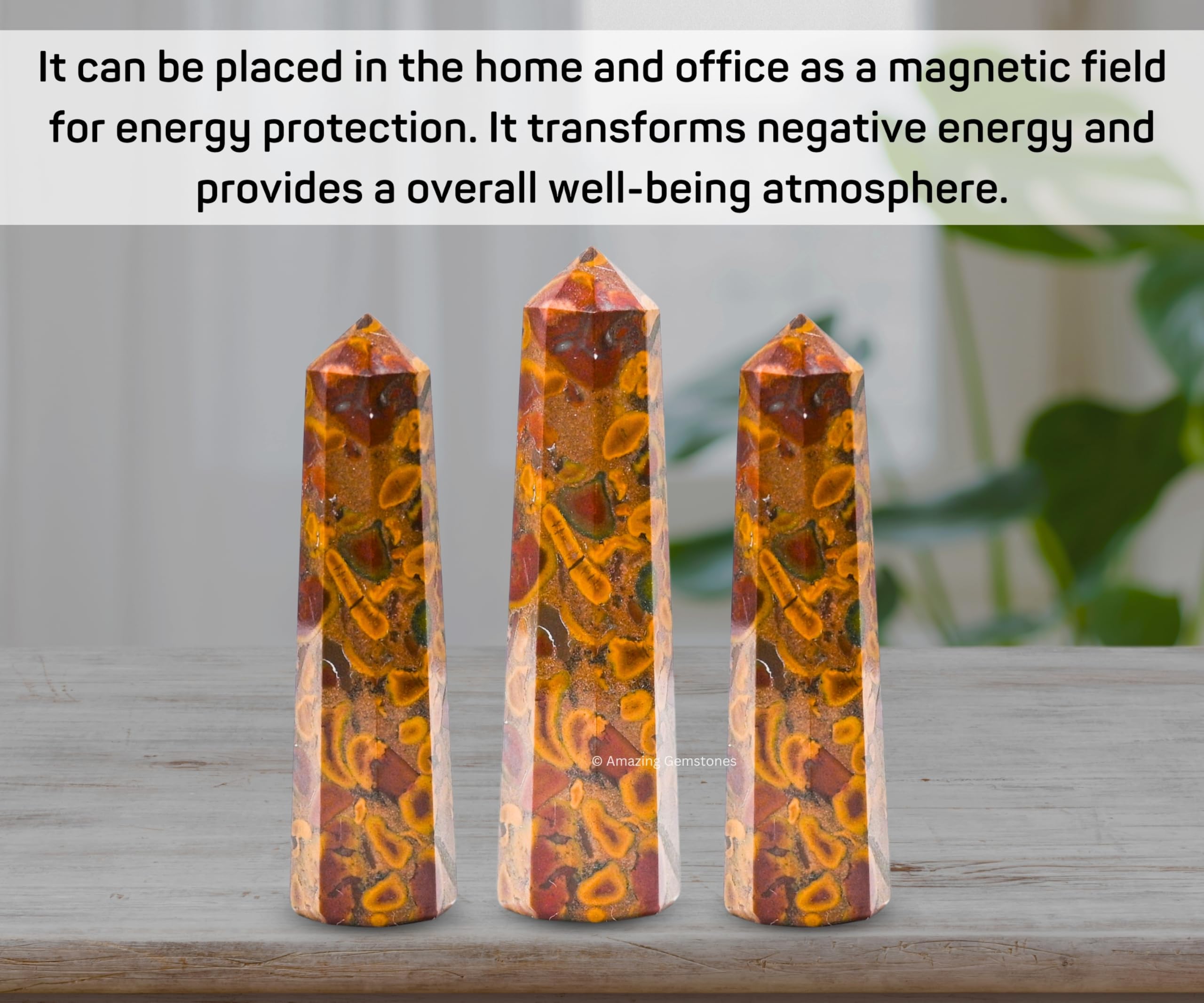 Fruit Jasper Crystal Towers ~ Natural Healing Crystal Point Obelisk for Reiki Healing and Crystal Grid (2'' to 3'' INCH)