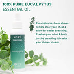MOXE Eucalyptus Oil Shower Mist, Spa Steam Spray, Certified Natural 100% Essential Oils, Made in USA, Aromatherapy, Sinus Conges