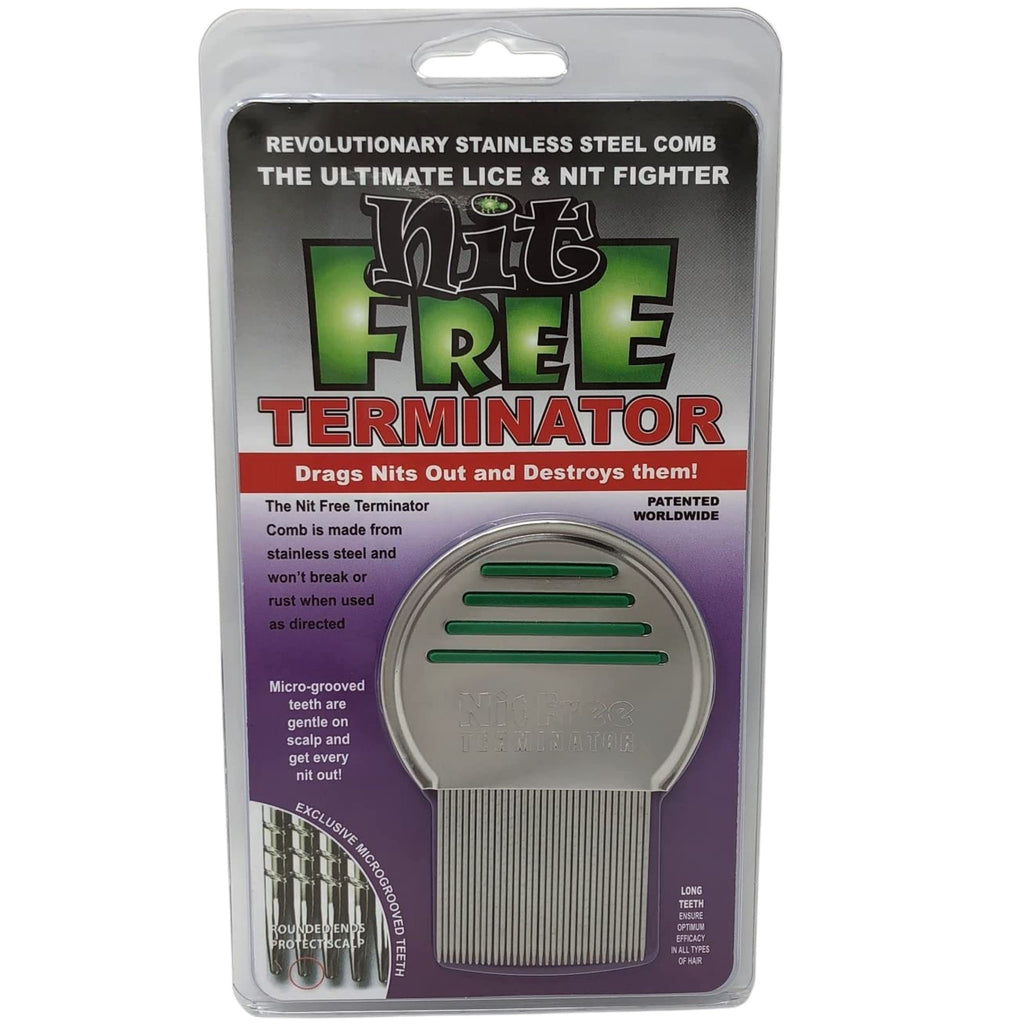 Nit Free Terminator Lice Comb - Professional Stainless Steel Comb for Effective Head Lice Treatment (Color May Vary) (Pack of 1)