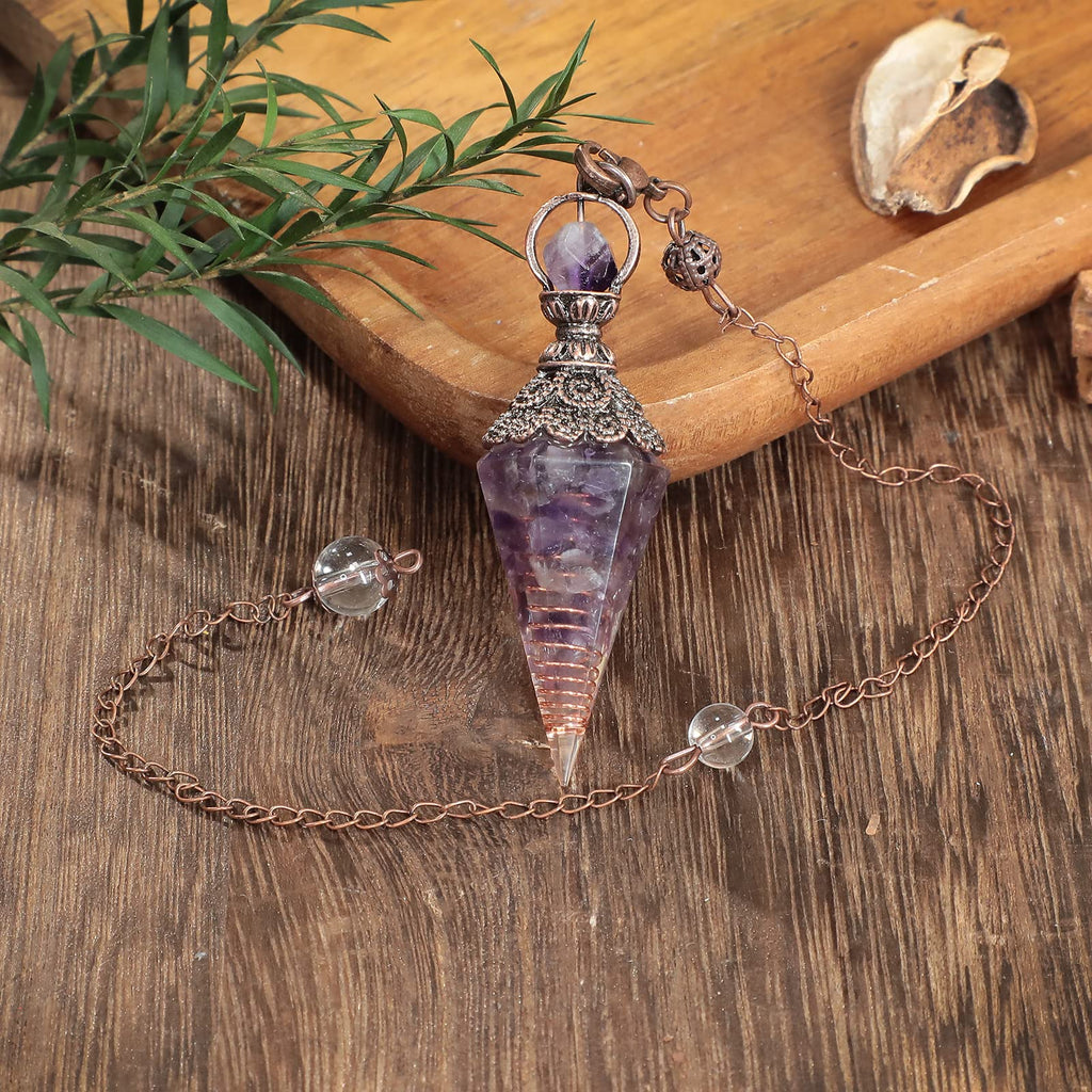 Loveliome Healing Crystal Pendulum for Divination, Wicca Dowsing Balancing Spiritual Resin Gemstone Point Pendant,Citrine