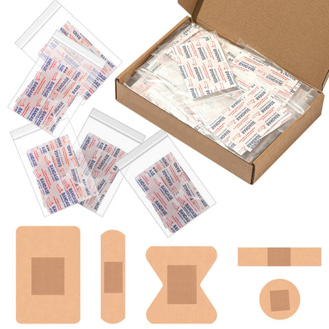 Geiserailie 500 Pcs Hygiene Kits for Homeless in Bulk Assorted Sizes Fingertip Bandages Waterproof, 50 Pack Individually Wrapped