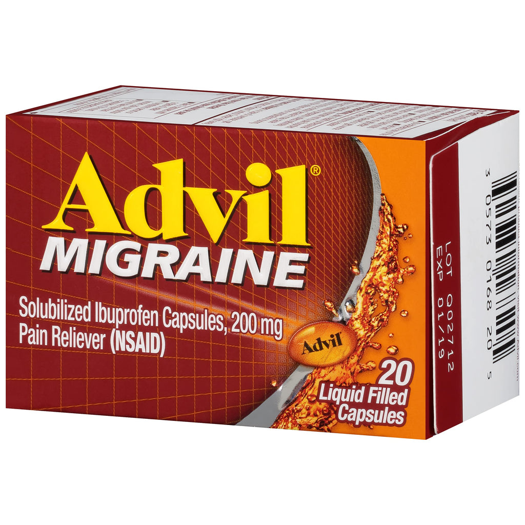 Advil Migraine Headache Relief, Ibuprofen Capsules with Ibuprofen 200mg for Migraine Relief, Nausea Relief and Light Sensitivity