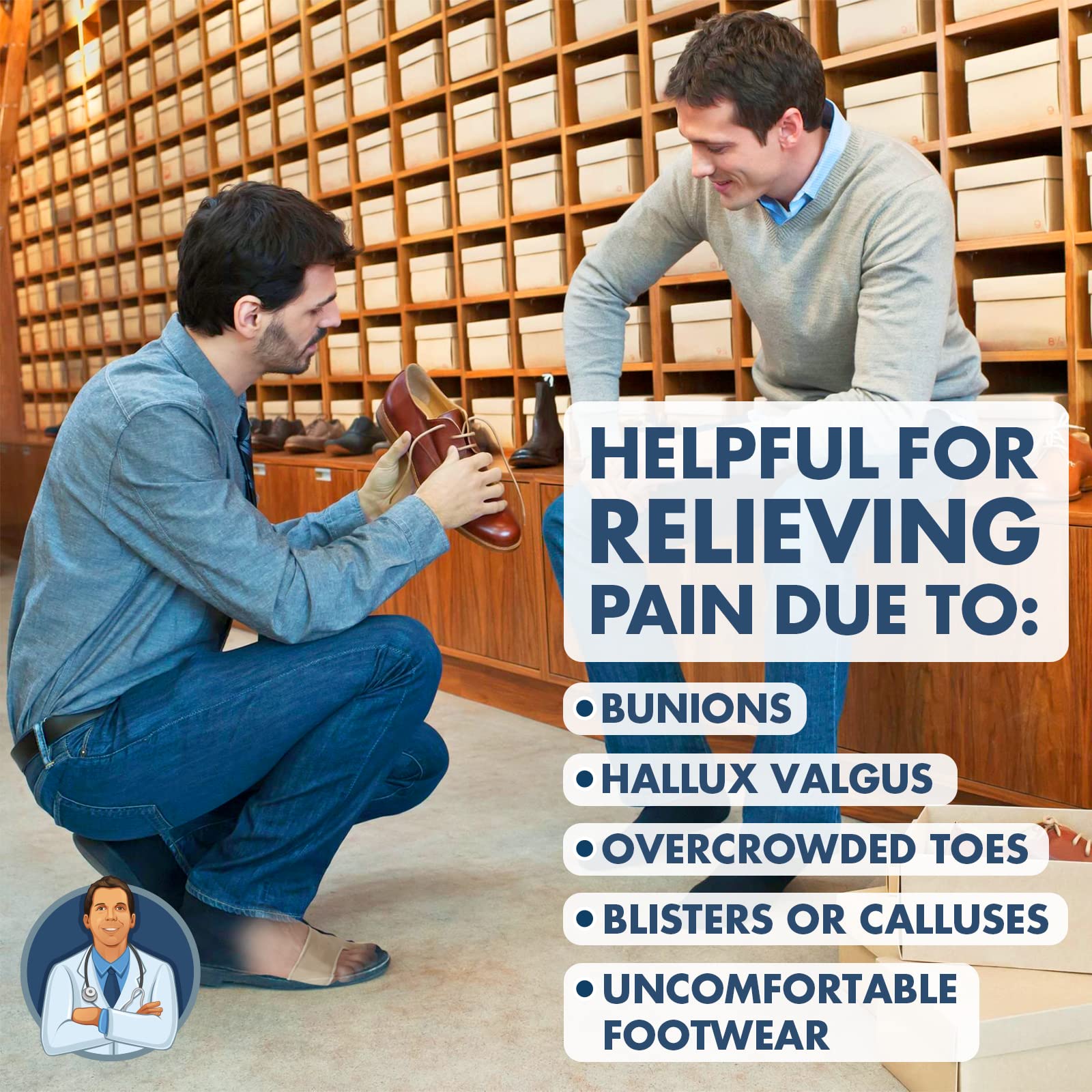 Dr. Frederick's Original Bunion Sleeves - 2ct. - Thin Bunion Relief Socks - Orthopedic Bunion Cushion for Women & Men - Gel Pad