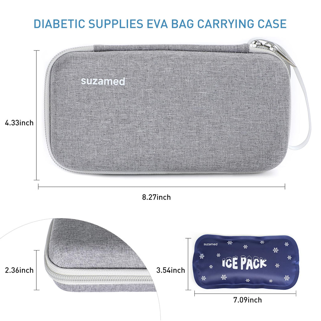 suzamed Insulin Cooler Travel Case,EVA Insulation Travel Medicine Kit with 2 Ice Packs for Diabetes Care,Insulin Pen and Other D