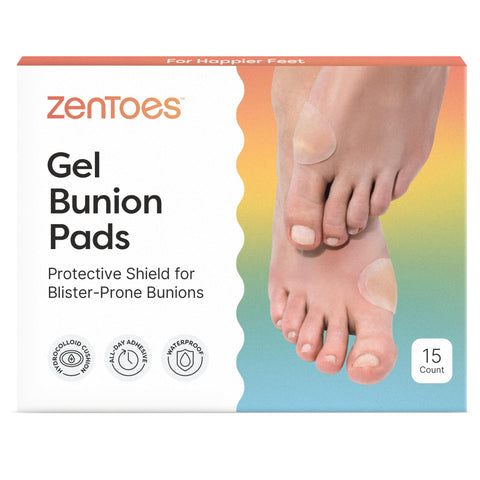 ZenToes Hydrocolloid Bunion Pads - Waterproof Gel Cushions for Bunion Relief, Blister Prevention & Foot Protection - Invisible, 