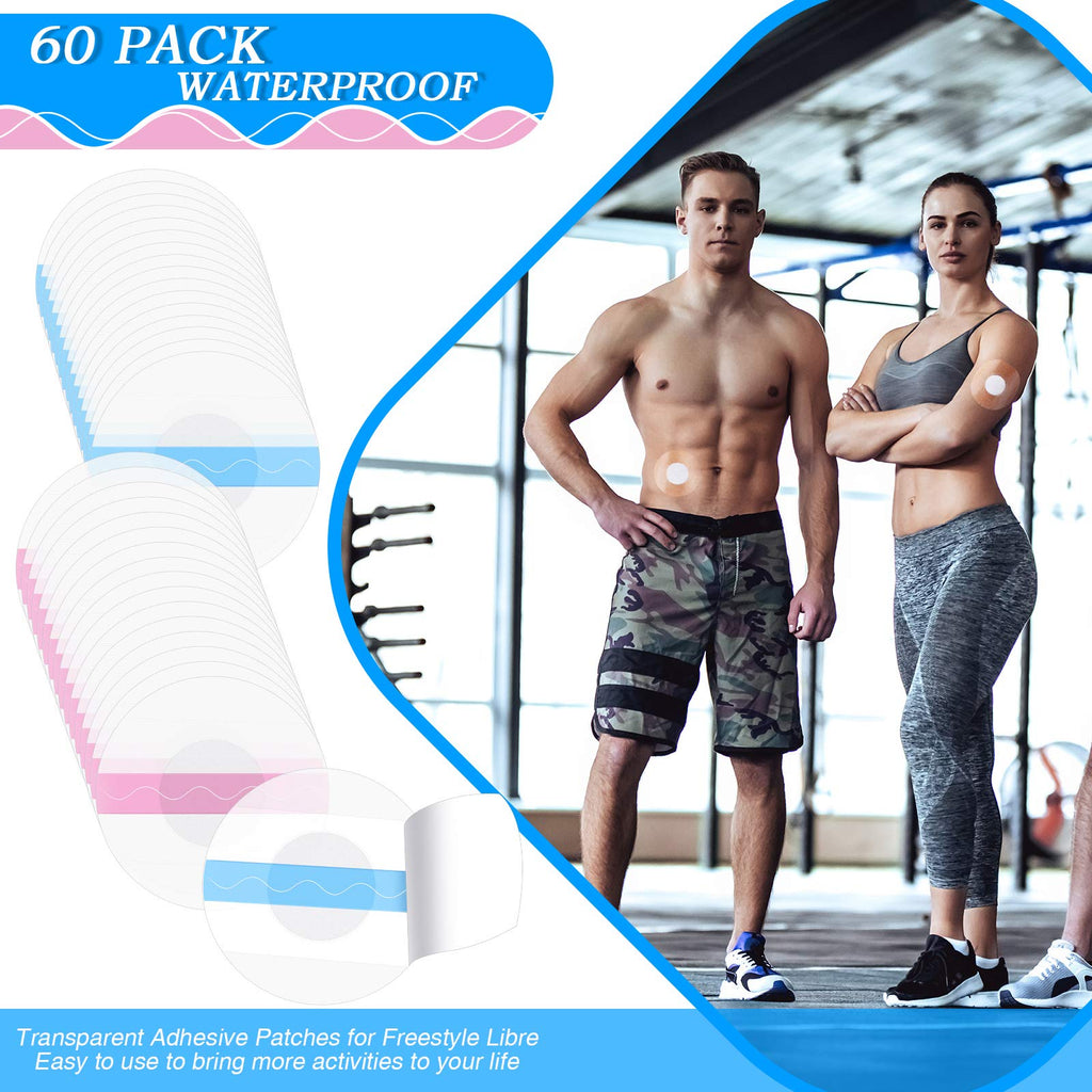 60 Packs Shower Waterproof Patch Freestyle Transparent Adhesive Patches Waterproof Sensor Covers Precut Clear Protection Sticker