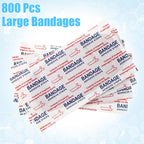 Sinmoe 800 Pcs Large Bandages Bulk Big Flexible Adhesive Wound Care Fabric Bandages for Care and Protect Wounds, 2 x 4 Inch