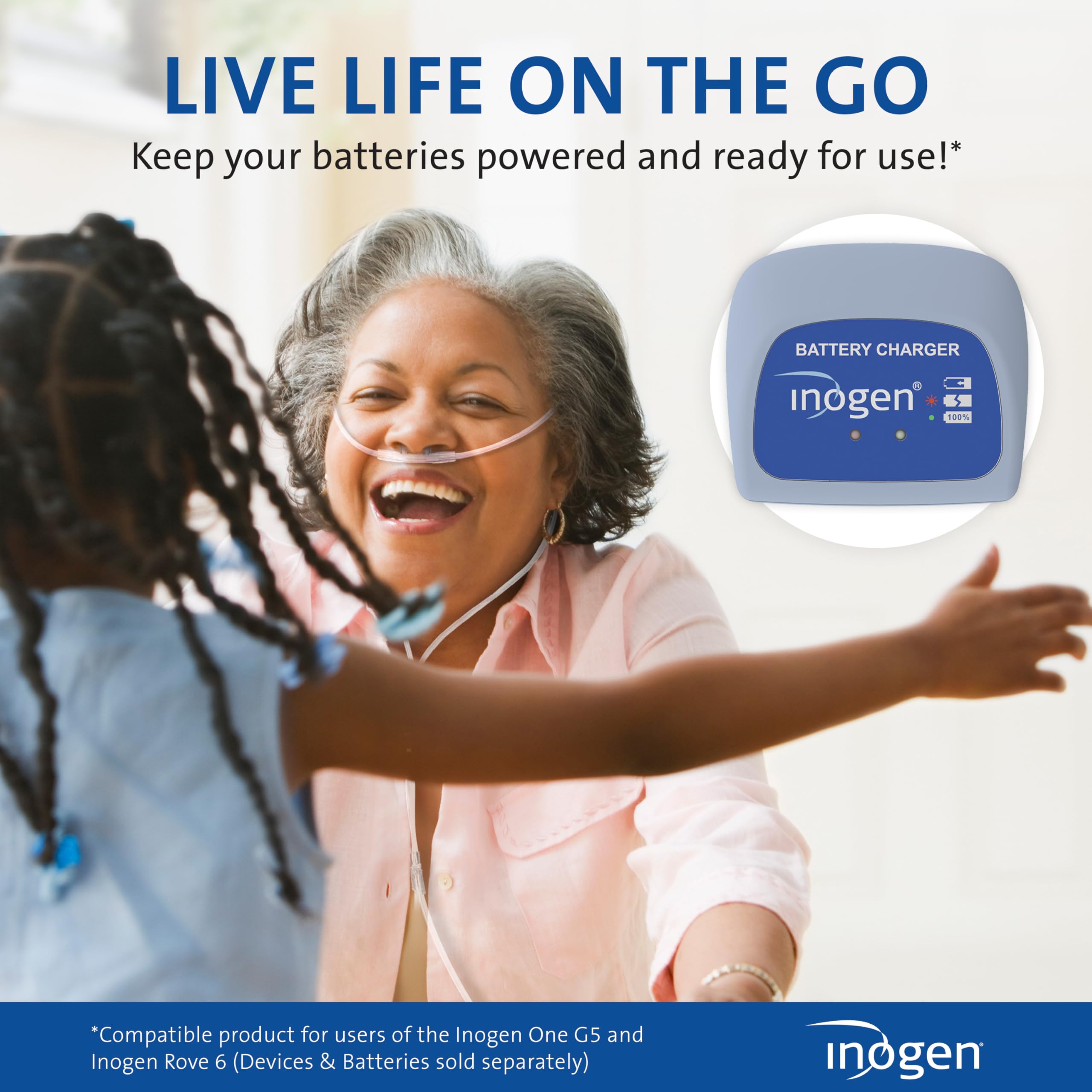 Inogen - External Battery Charger for Inogen One G5/Inogen Rove 6 - 0.12 lbs. and 3.13 in. W x 2.75 in. L x 1 in. H