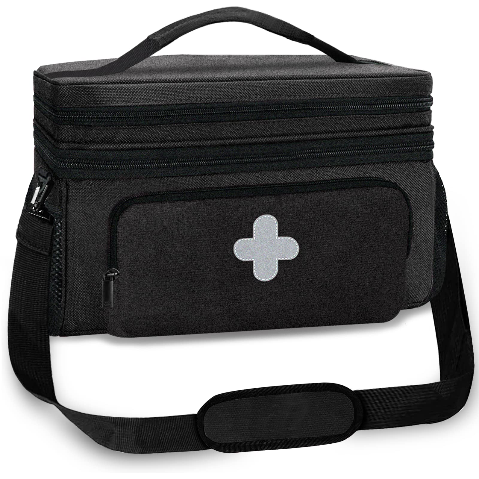 GDNasist Medicine Storage Bag, Pill Bottle Organizer for Emergency, Medicine Box Empty with Small Portable Pouch, First Aid Box 