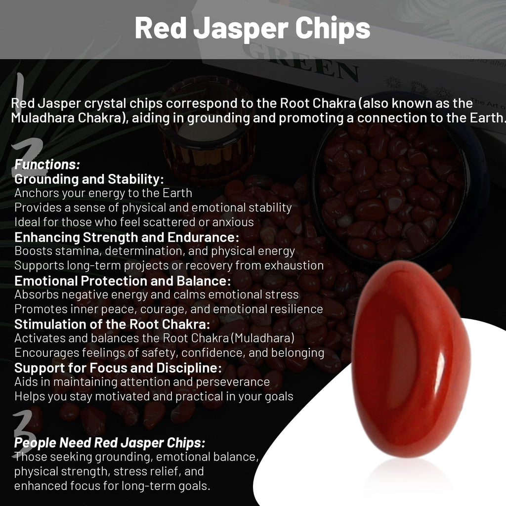 Orientrea 1.1lb Natural Red Jasper Crystal Chips - Red Jasper Healing Crystals Chips, Crushed Crystal Gemstones for Crafts, Beau