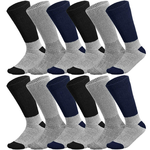 Doctor Recommend Thermal Diabetic Socks Keep Foot Warm Non-Binding Crew Socks For Men Women 12-Pack (10-13 Men Size, 12 Pairs As