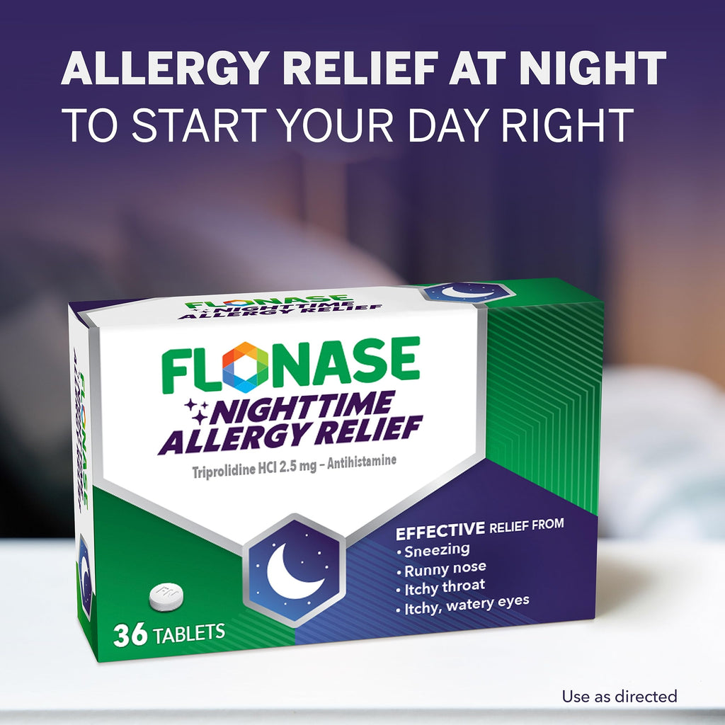 Flonase Nighttime Allergy Relief Tablets, Up to 6 Hours of Allergy Medicine - 36 Coated Tablets