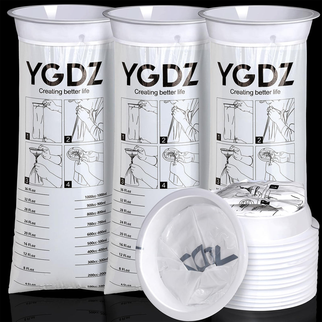 YGDZ Vomit Bags, 15 Pack Vomit Bags Disposable, 1000ml Barf Bags, Leak Resistant Throw Up, Portable Emesis Bags Puke Nausea Bags