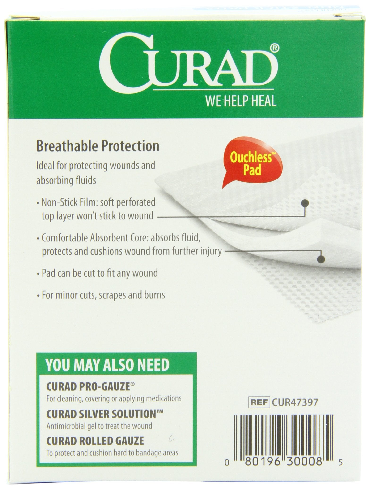 Curad Medium Non-Stick Pads 3 Inches X 4 Inches 10 Each (Pack of 4)