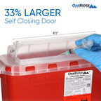 Oakridge Products Transparent Sharps Container for Home Use and Professional 5.4 Quart (1-Pack), Touchless Biohazard Needle and