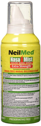 NeilMed NasaMist Hypertonic Extra Strength Saline Spray,Green 4.5 fl oz (Pack of 1)