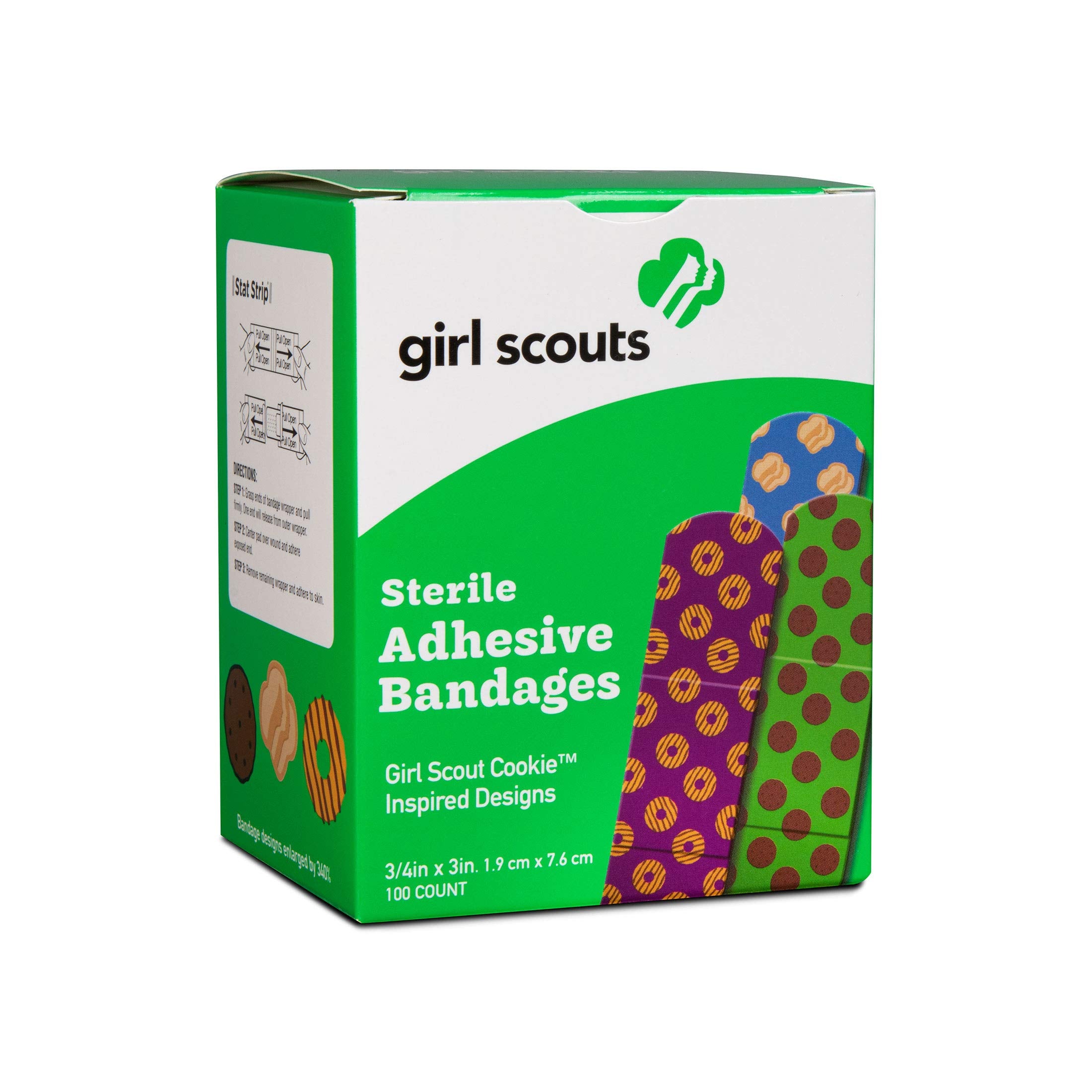 Dukal Girls Scouts Adhesive Bandages for Kids | 3/4''x3'' Colorful and Fun Adhesive Bandages for Girls | Assorted Designs Kids B