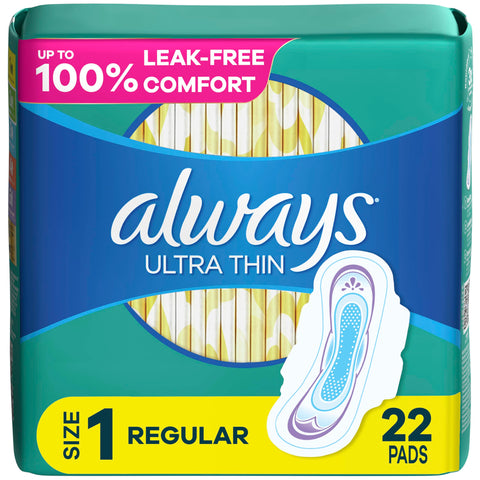 Always Ultra Thin Daytime Pads with Wings - Size 1, Unscented, 22 ct