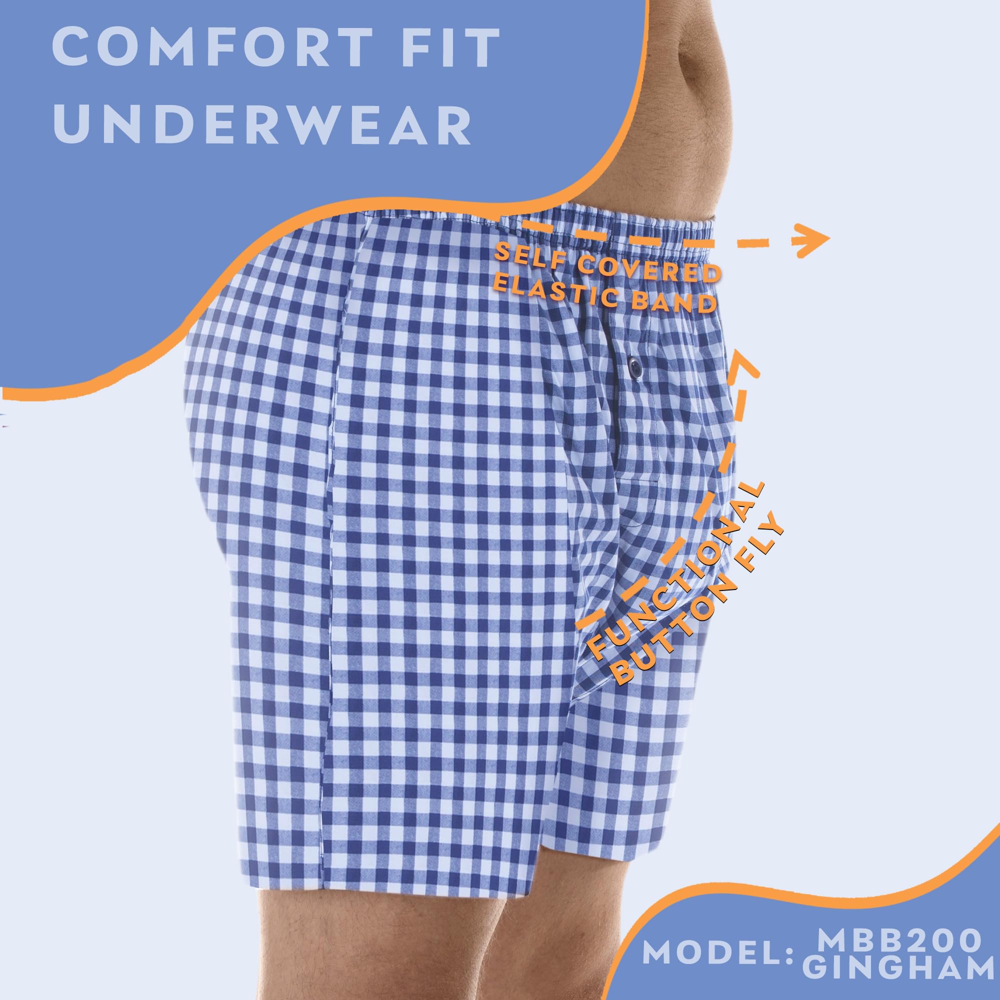 1-Pack Mens Navy Check Regular Absorbency Incontinence 2-in-1 Boxers 2X (Waist 44-45)